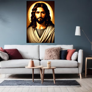 Coola porträtt av Jesus Kristus AI Art Poster