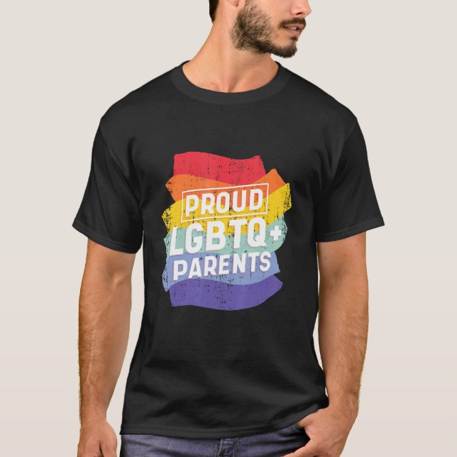 Coola Proud Lgbtq + föräldrar T Shirt (Framsida)