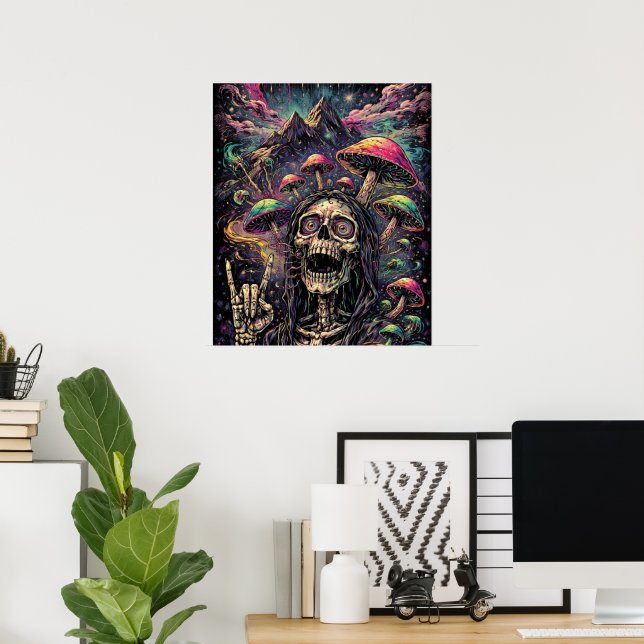 Coola Psychedeliska Skelett Svartljus Utseende  Poster (Hemmakontoret)