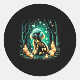 Coola Pudel Hund Skeleton Halloween Hund Pappa Runt Klistermärke