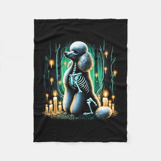 Coola Pudel Hund Skeleton Halloween Mamma Pappa Ch Fleecefilt (Framsidan)