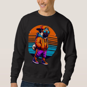 Coola Pug Hund Modern Urban Stil Sunset Retro Grap Lång Ärmad Tröja