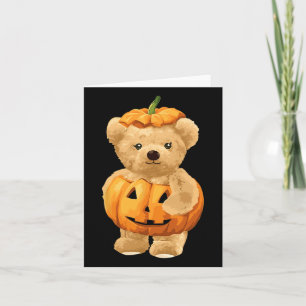 Coola Pumpkin och björn för Halloween Kort