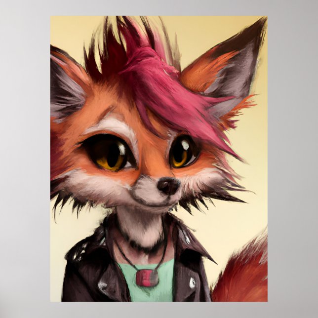 Coola Punkrock Fox Teenager Poster (Framsidan)