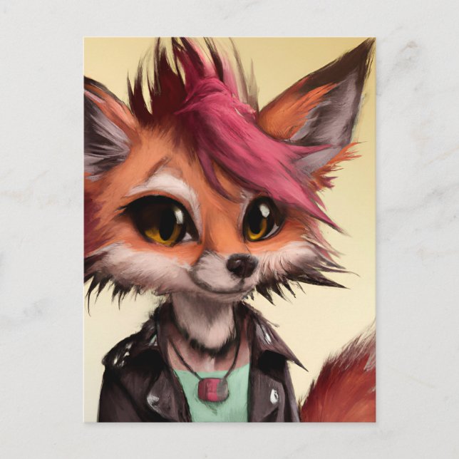 Coola Punkrock Fox Tonager Postcard Vykort (Framsida)