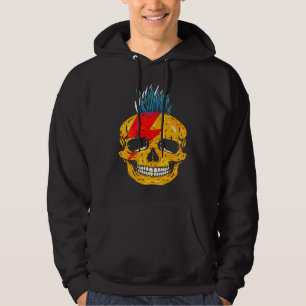 Coola punkrockfärgade dödskallar med mohawk-skelet hoodie