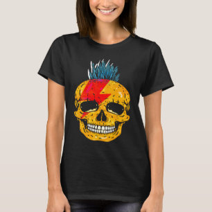 Coola punkrockfärgade dödskallar med mohawk-skelet t shirt