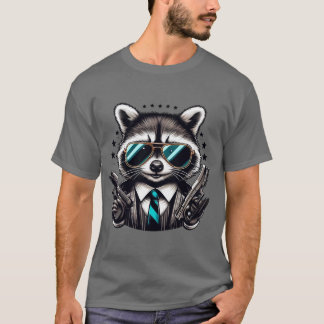 Coola Raccoon Gangster Funny Animal i Kostym T Shirt