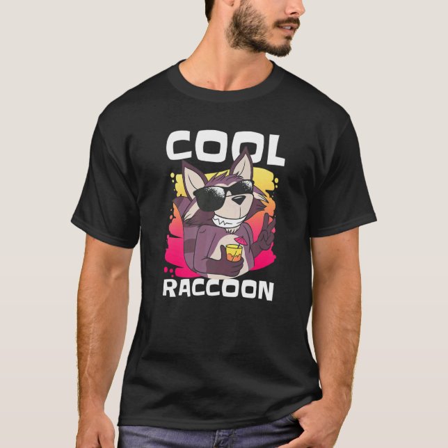 Coola Raccoon med en Raccoon T Shirt (Framsida)