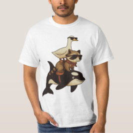 Coola Raccoon och Anka Riding Orca T Shirt