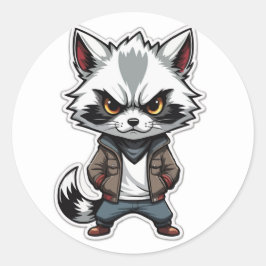 Coola Raccoon Sticker - en bandit med attityder Runt Klistermärke