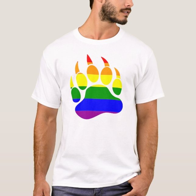 Coola Rainbow Flagga Gay Bear Tass Tee (Framsida)