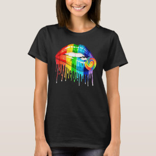 Coola Rainbow Läppar Biting Candy Lgbt Les Gay pri T Shirt
