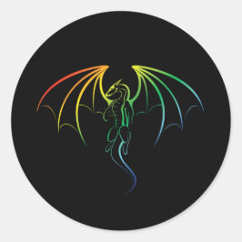 Coola Rainbow Mythical Dragon Emblem Runt Klistermärke
