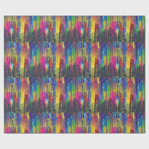 Coola Rainbow Party Paint Drip Upprepande Mönster Presentpapper