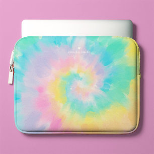 Coola Rainbow Tie Dye Mönster Monogrammed Laptop Fodral