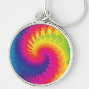 Coola Rainbow Tie Dye Rund Silverfärgad Nyckelring