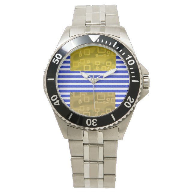 Coola Rand Blue Guld Geometric Armbandsur (Framsida)