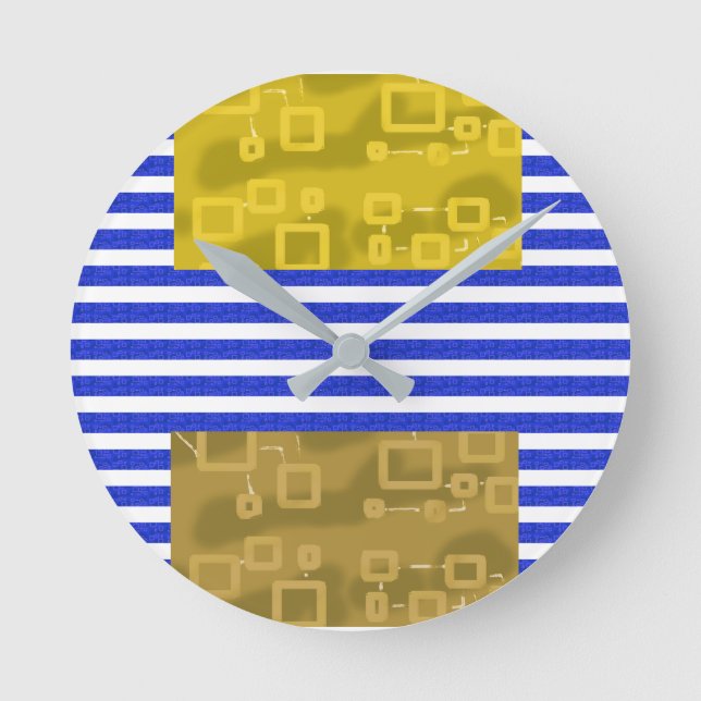 Coola Rand Blue Guld Geometric Rund Klocka (Framsida)