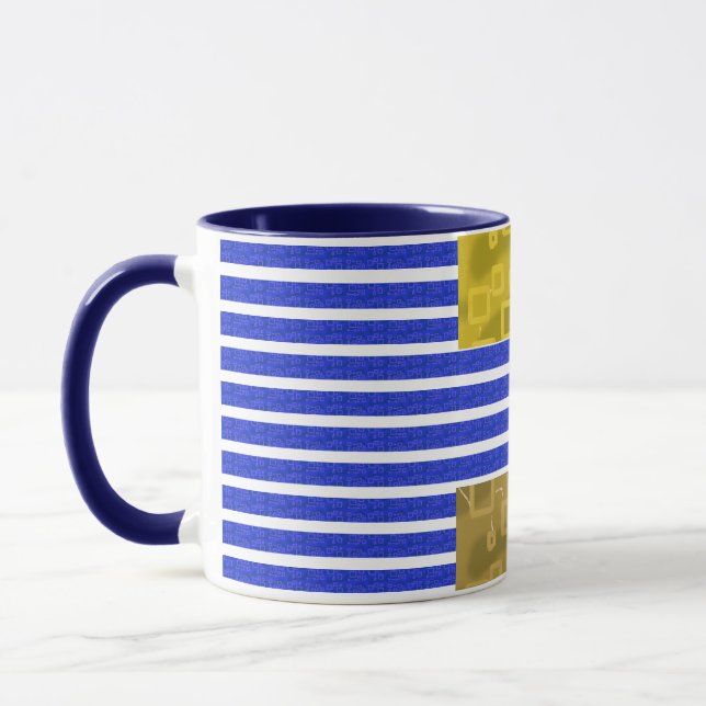 Coola Rand Blue White Geometric Mugg (Vänster)