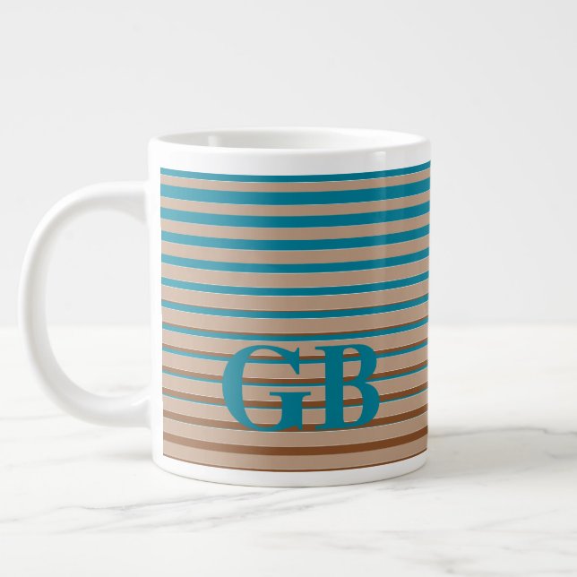Coola Rand Brown & Blue Monogrammed Jumbo Mugg (Vänster)