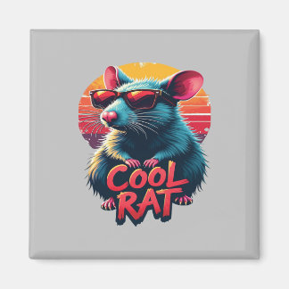Coola Råtta med solglasögon Retro Sunset Design Magnet