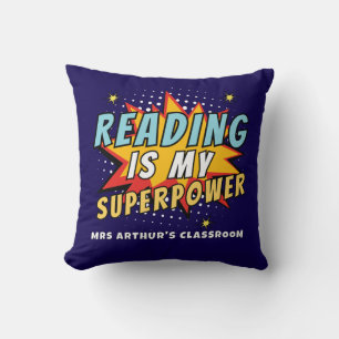 Coola Reading är mitt superpower Classroom Kudde