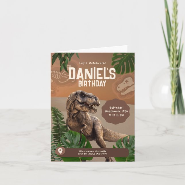 Coola Realistisk dinosaurie Birthday-inbjudan Inbjudan (Framsida)