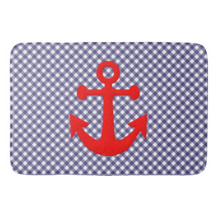 Coola Red Anchor on Checkered gingham Mönster Badrumsmatta