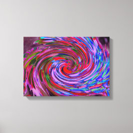 Coola Red, Blue and Rosa Abstrakt Blommigt Swirl Canvastryck