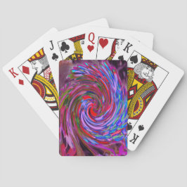 Coola Red, Blue and Rosa Abstrakt Blommigt Swirl Casinokort