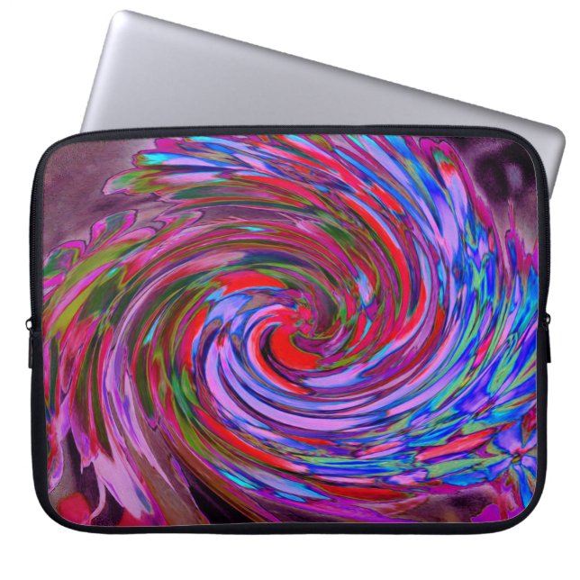 Coola Red, Blue and Rosa Abstrakt Blommigt Swirl Laptop Fodral (Framsidan)