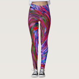 Coola Red, Blue and Rosa Abstrakt Blommigt Swirl Leggings