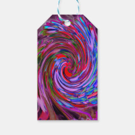 Coola Red, Blue and Rosa Abstrakt Blommigt Swirl Presentetikett