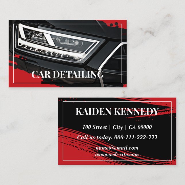 Coola Red Car Service - information om fotomall Visitkort (Fram/baksida)