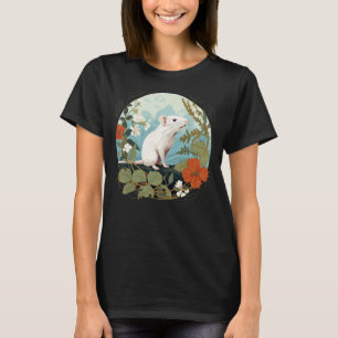 Coola Red Flower med white Råtta för Rodents Costu T Shirt