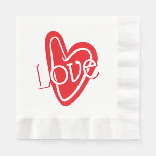 Coola Red Heart med KÄRLEK Pappersservett