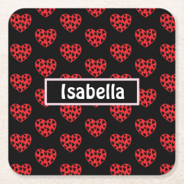 Coola Red Hearts Underlägg Papper Kvadrat