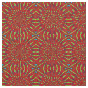 Coola Red Modern Blommigt Ethnic Textile Tribal Pr Tyg