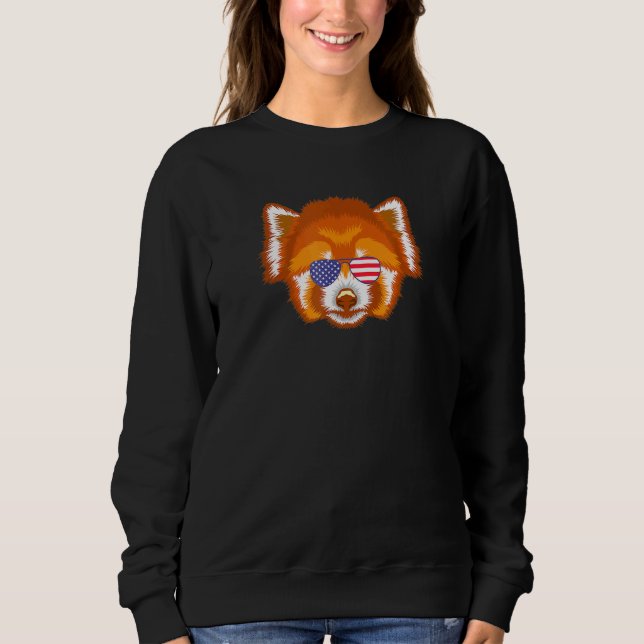 Coola Red Panda Wearing USA flagga Sunglasses US A T Shirt (Framsida)