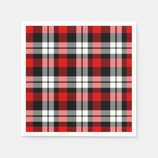 Coola Red White Black Lumberjack Tartan Mönster Pappersservett (Framsidan)