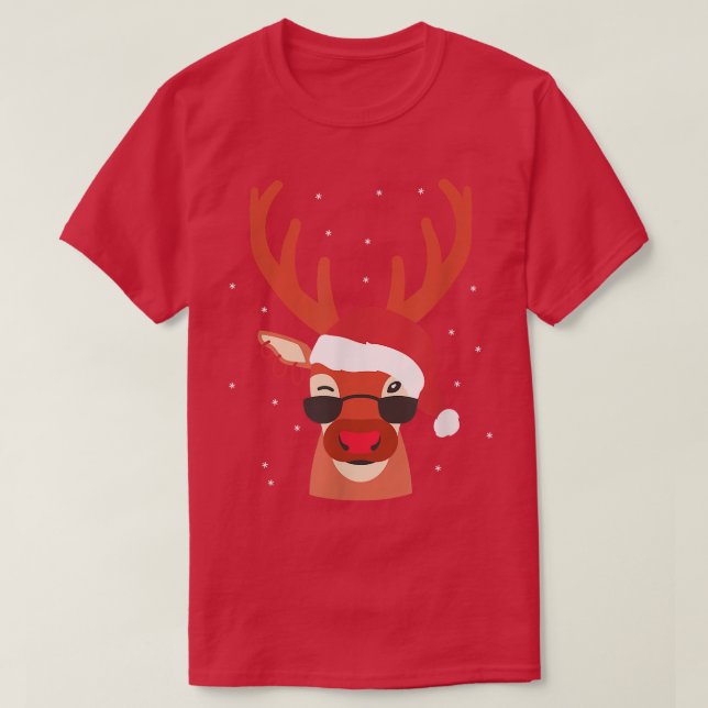 Coola Reindeer Sunglasses Jultomten Hat Earrings T Shirt (Design framsida)