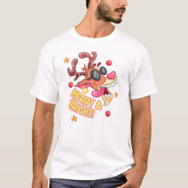 Coola renar glada ljusa högtider t shirt
