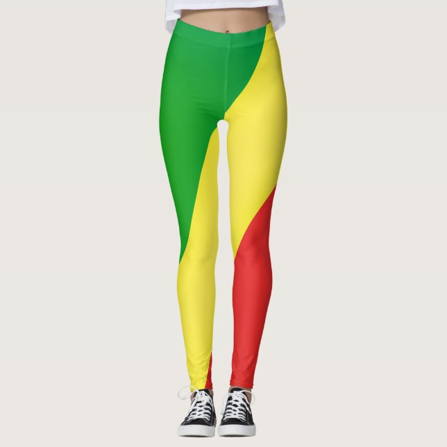 Coola Republiken Kongo Flagga Mode Leggings (Framsida)