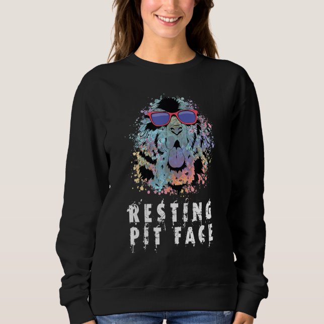 Coola Resterande Pit Ansikte Hund Ansikte Rolig hu T Shirt (Framsida)