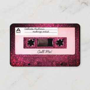 Coola Retro 80:s Rosa Glitter Kassettbandsblandnin Visitkort
