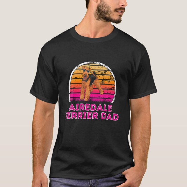 Coola Retro Airedale Terrier Pappa - Hund älskare  T Shirt (Framsida)