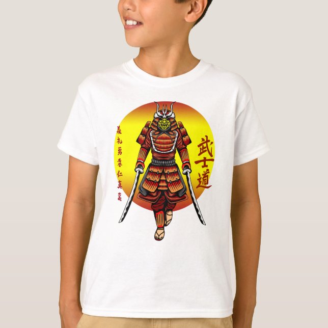 Coola Retro Armored Samurai med 2 Katanas T Shirt (Framsida)