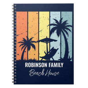 Coola Retro Beach House Anpassningsbar Navy Blue Anteckningsbok