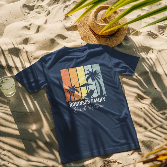 Coola Retro Beach Vacation Family Resa-flottan Blu T Shirt (Skapare uppladdad)